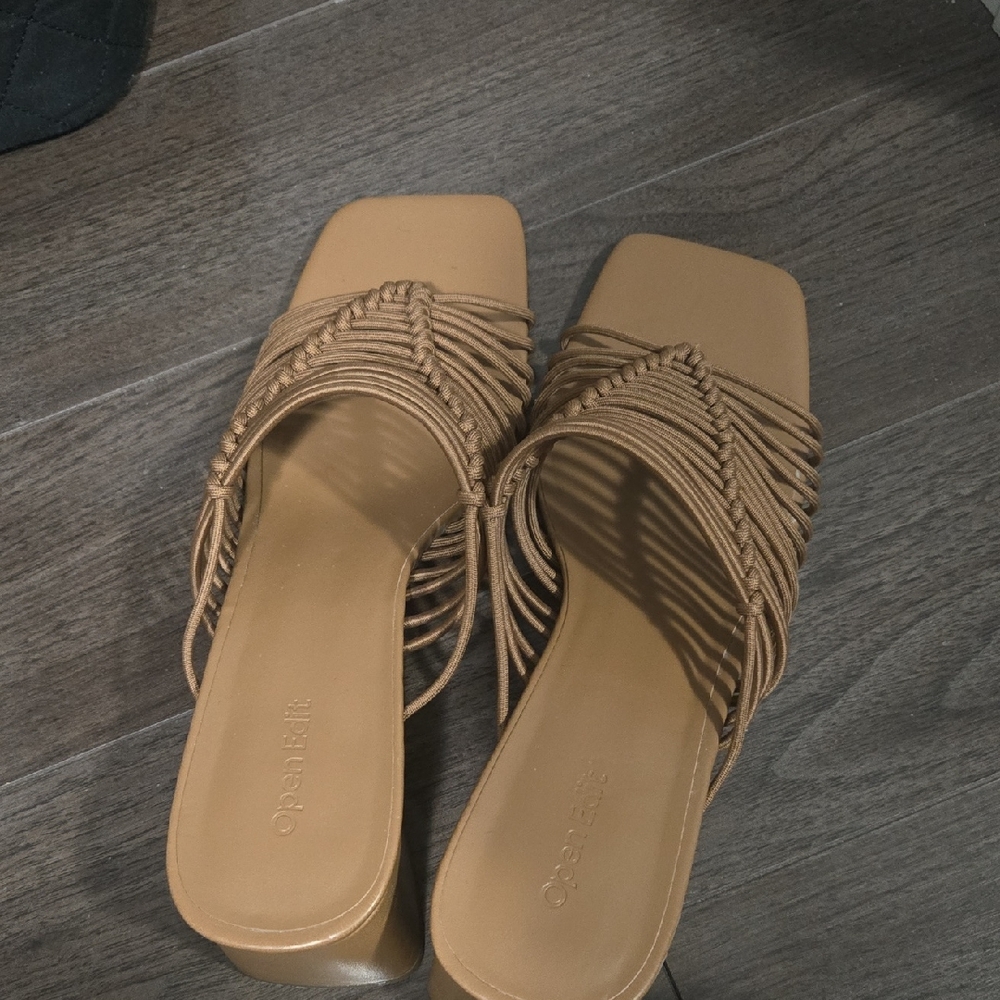 Open Edit Tan Open Toe Women's Sandals